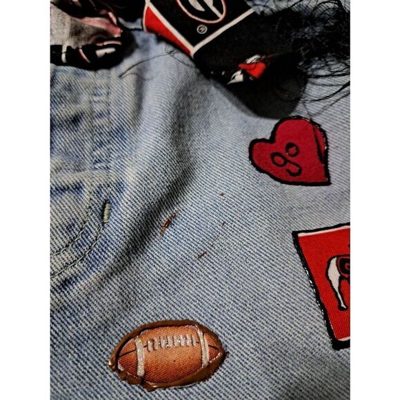 Vintage Handmade Denim Blue Jean UGA Georgia Bulldog Booty Bag Upcycle Purse - Picture 4 of 10